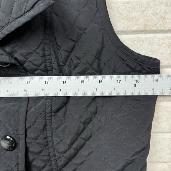 Talbots Women’s Quilted Black Vest M Double-Breasted Button Front - Picture 7 of 10